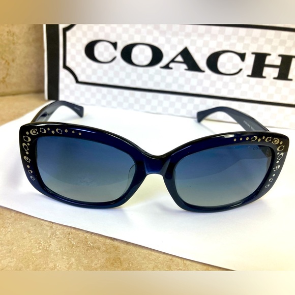 New Coach HC8161F L563 51104L Dark Navy Blue with Silver C’s Sunglasses. - Picture 12 of 12
